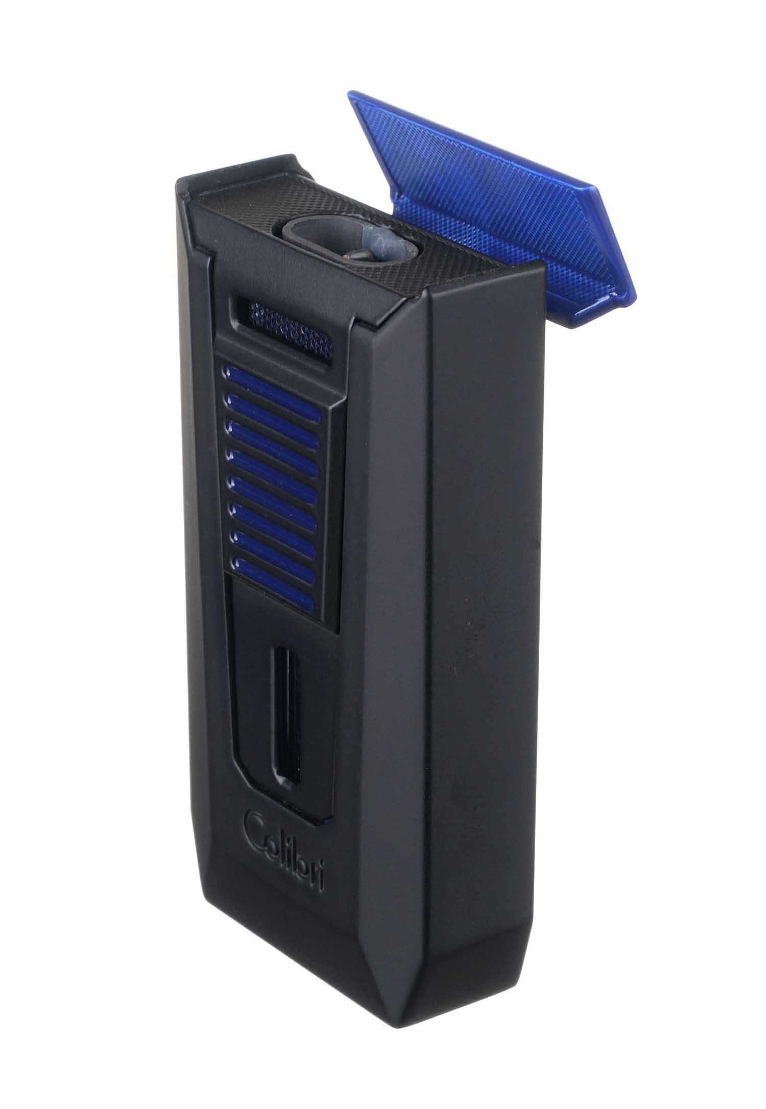 Зажигалка сигарная Colibri Slide (двойное пламя), черно-синяя preview