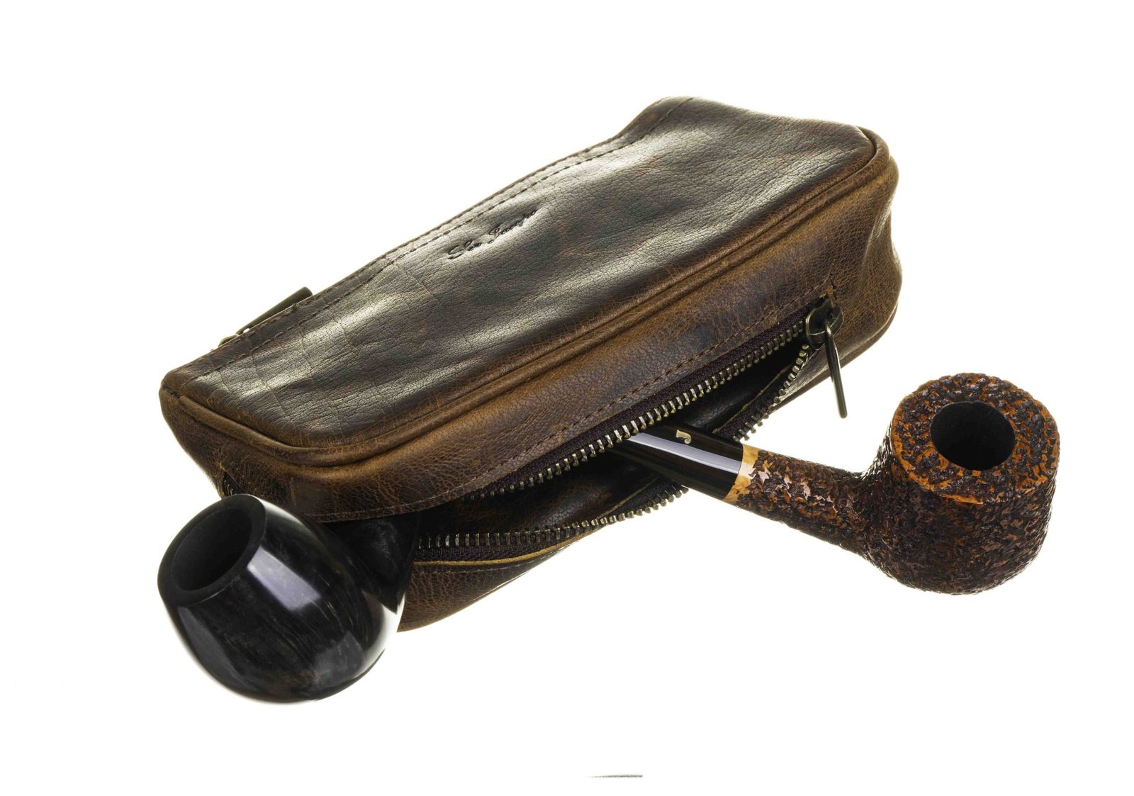 Сумка Ser Jacopo для 2 трубок и табака, натуральная кожа, подарочная упаковка B06-Brown preview