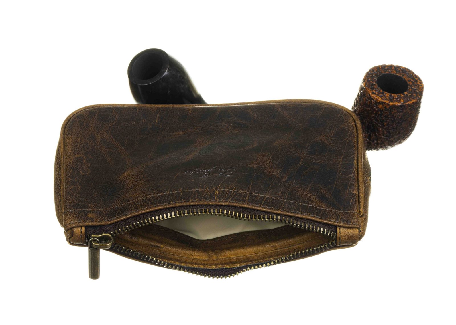 Сумка Ser Jacopo для 2 трубок и табака, натуральная кожа, подарочная упаковка B06-Brown preview