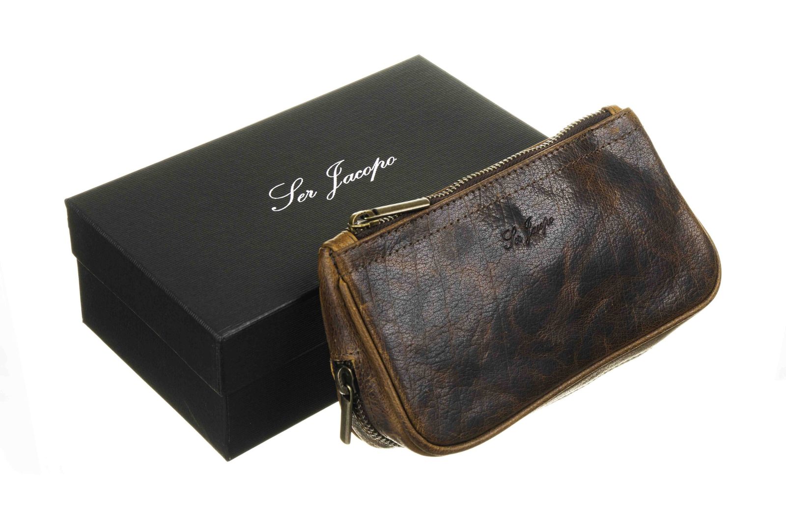 Сумка Ser Jacopo для 2 трубок и табака, натуральная кожа, подарочная упаковка B06-Brown preview